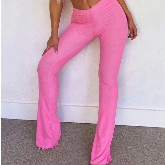 Tiger Mist Pants - Tiger mist mesh pink pants with touching and lettuce trim size medium
